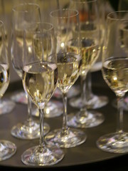 champagne glasses many