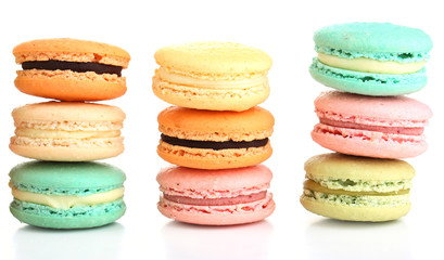 Gentle colorful macaroons isolated on white