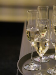 champagne glasses many