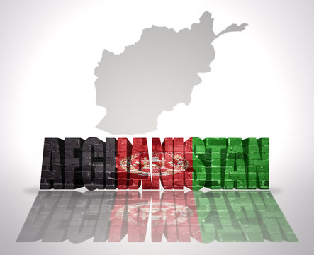 Word Afghanistan on a map background