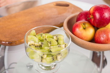 Fruity summer salad in white bowl
