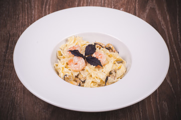 Seafood pasta with creamy sauce