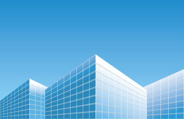 Fototapeta na wymiar light blue buildings on skyline - vector background