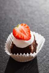 brownie with strawberry