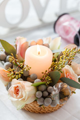 nice flowers and candle