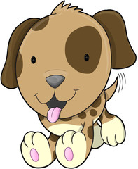 Cute Puppy Dog Vector Illustration Art