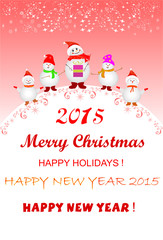 Fototapeta na wymiar Winter Christmas background with snowmen and text
