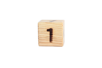 number 1 on the wooden cube