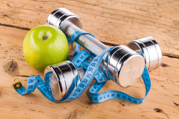 fitness equipment and healthy food
