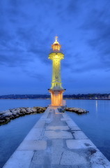 Lighthouse at the Paquis, Geneva, Switzerland, HDR