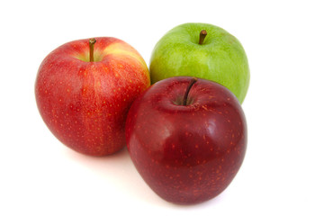Fototapeta na wymiar Set of three red and green apples