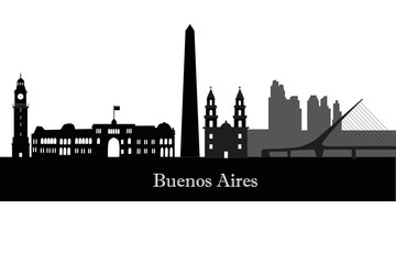 Naklejka premium Buenos Aires city skyline silhouette. vector illustration