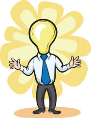 Businessman lighting like a bulb