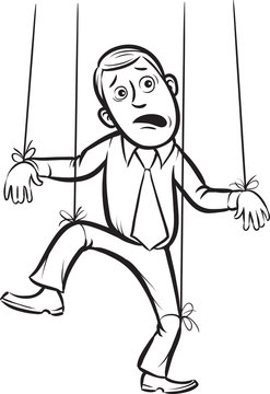 Whiteboard Drawing - Businessman As A Puppet On Strings