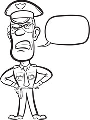 whiteboard drawing - cartoon policeman with speech bubble