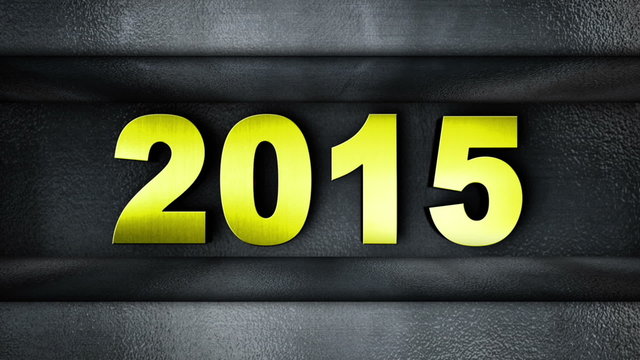 2015 New Year Gold Number in Metal Door Gate