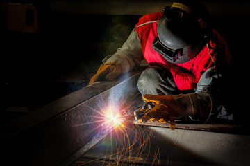 worker work hard with welding process