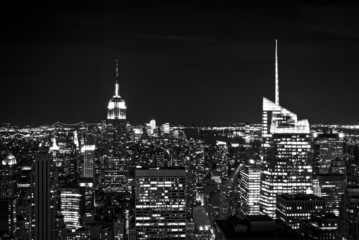 Fototapeta na wymiar New York City Manhattan midtown skyline in black and white