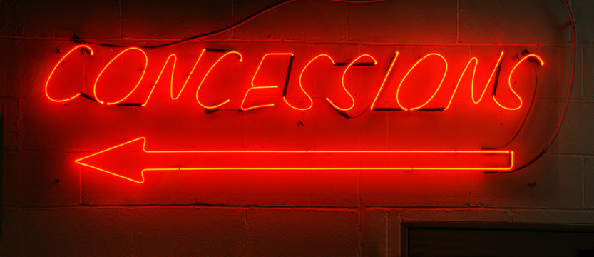 Neon Red Concessions Sign