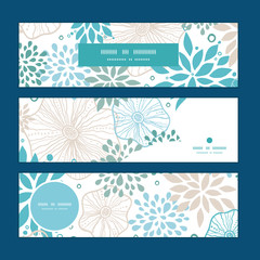 Vector blue and gray plants horizontal banners set pattern