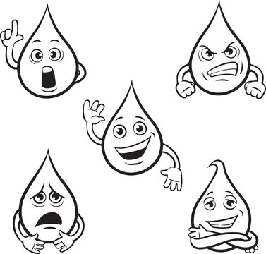 Coloring Book Of Water Drop Cartoon Character