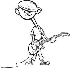 whiteboard drawing - cartoon sad rock guitarist