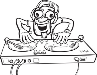 whiteboard drawing - cartoon party DJ