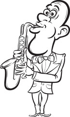 whiteboard drawing - cartoon saxophone player