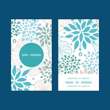 Vector blue and gray plants vertical round frame pattern