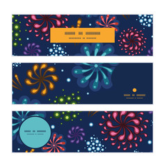Vector holiday fireworks horizontal banners set pattern