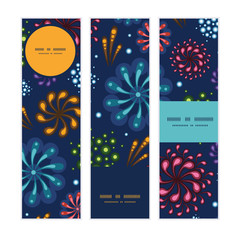 Vector holiday fireworks vertical banners set pattern background
