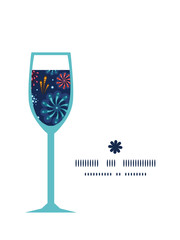 Vector holiday fireworks wine glass silhouette pattern frame
