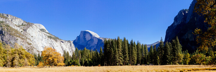 Panoramic view of Yosemite nation park, California, USA.