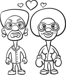whiteboard drawing - cartoon avatar love couple black man and bl