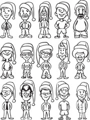 whiteboard drawing - cartoon avatar santa people