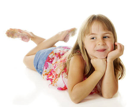 Little girls shop in flip flops
