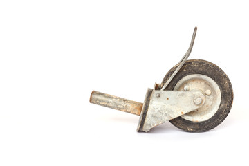 Old wheel of scaffolding isolated on white background