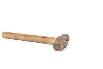 Old big hammer isolated on white background