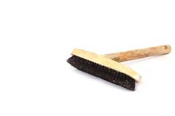 Old Hair brush with wood handle isolated on white background