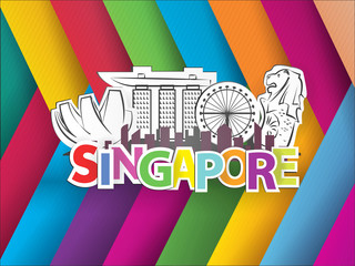 Naklejka premium Singapore City Landmark Vector