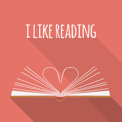 icon concept. I like reading. Open book pages as heart.