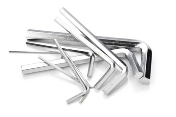 hex wrench set on white background