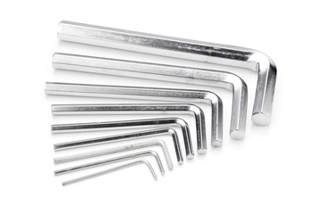 hex wrench set on white background