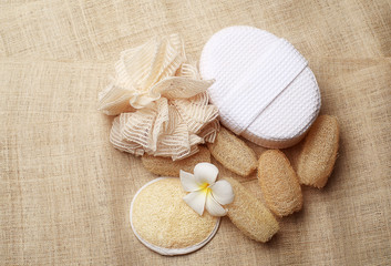 The special scrub soap on spa set for healthy skin