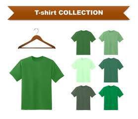 Green T-shirt template collection with hanger