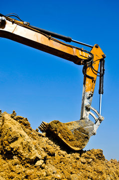 The operation of the excavator.