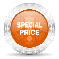 special price orange icon, christmas button
