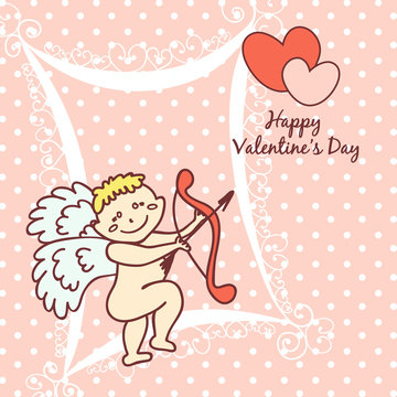 cupid cute card for Valentine's Day