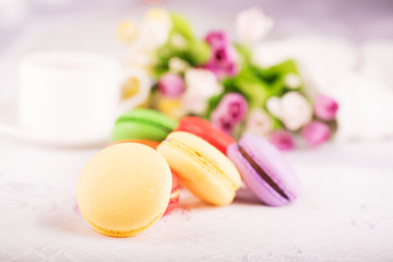 Batch of colorful macaroons