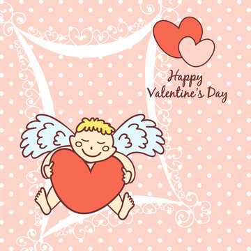 cupid cute card for Valentine's Day